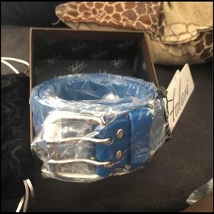 Falari leather belt, blue, 30”